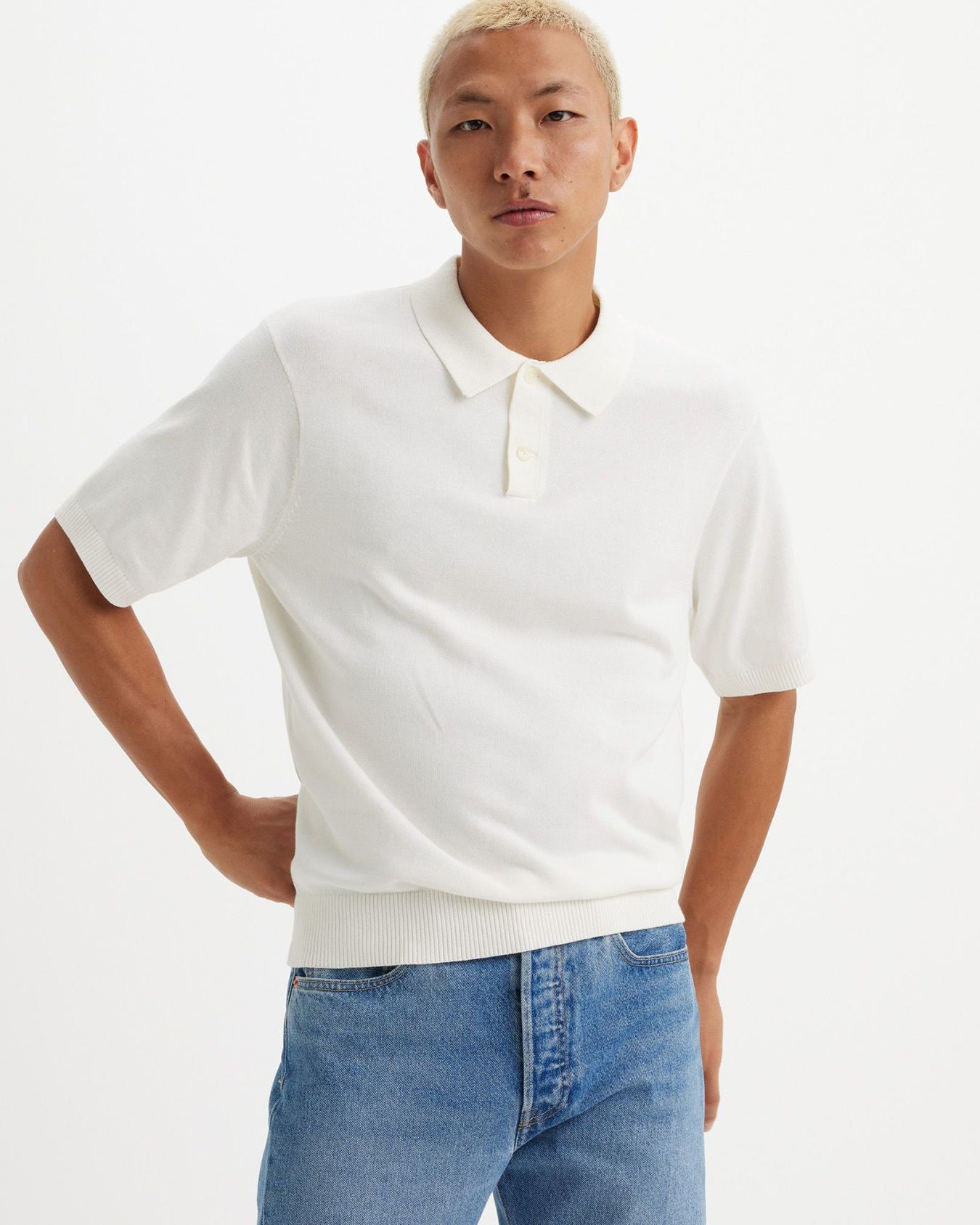 Knitted polo - Egret