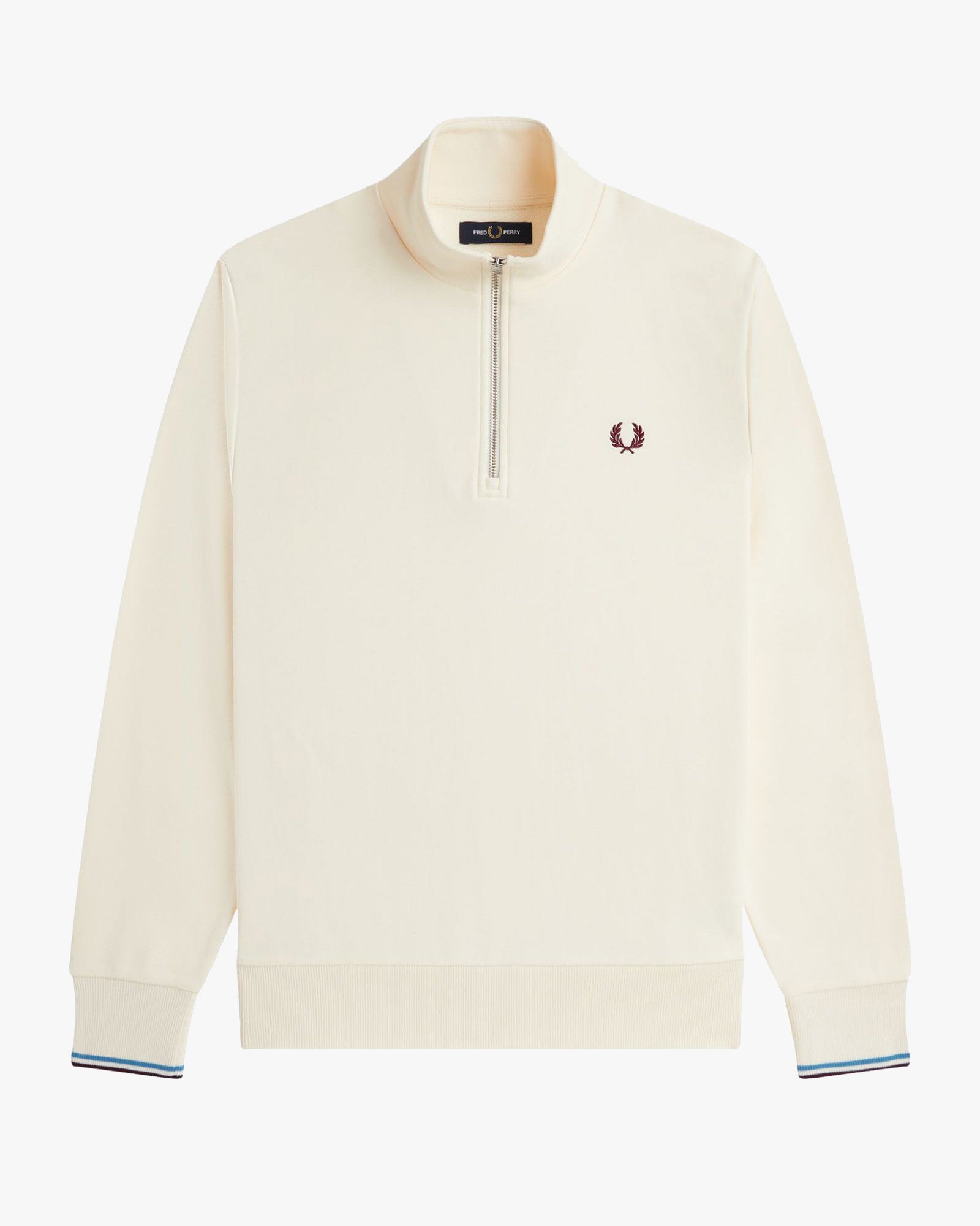 超美品　FRED PERRY Half Zip Sweatshirt Embroidered Half Zip - Tennis Blue | Men's Sweatshirts