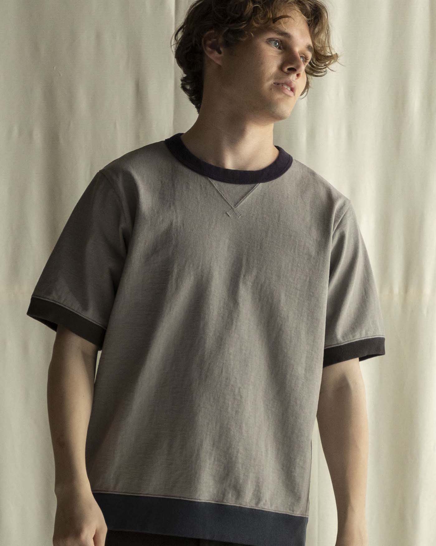 トップス Takaman Jackman - Dotsume Rib T-Shirt - Solid GrayxBeige – City