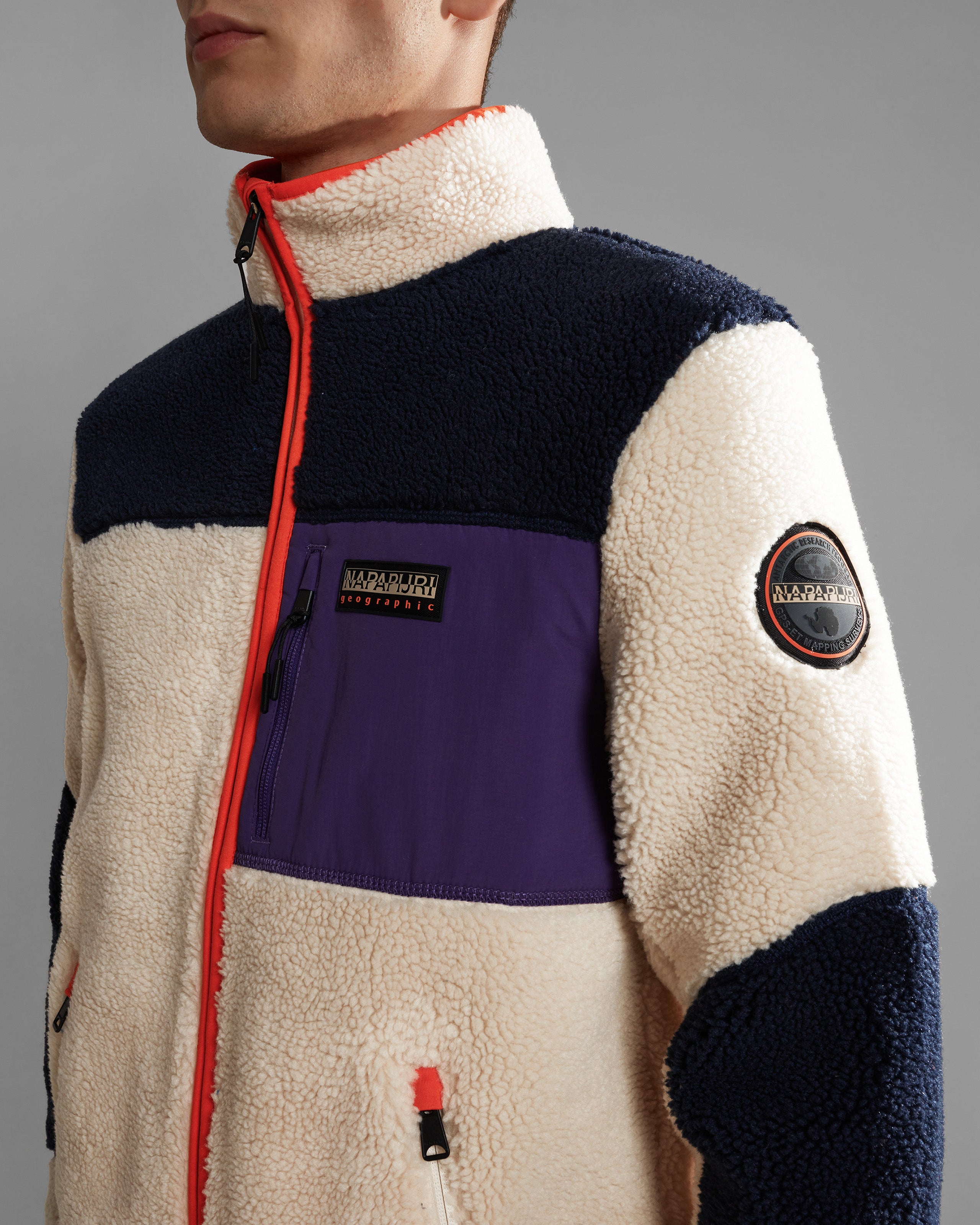 Napapijri Yupik Full Zip Fleece - White / Purple