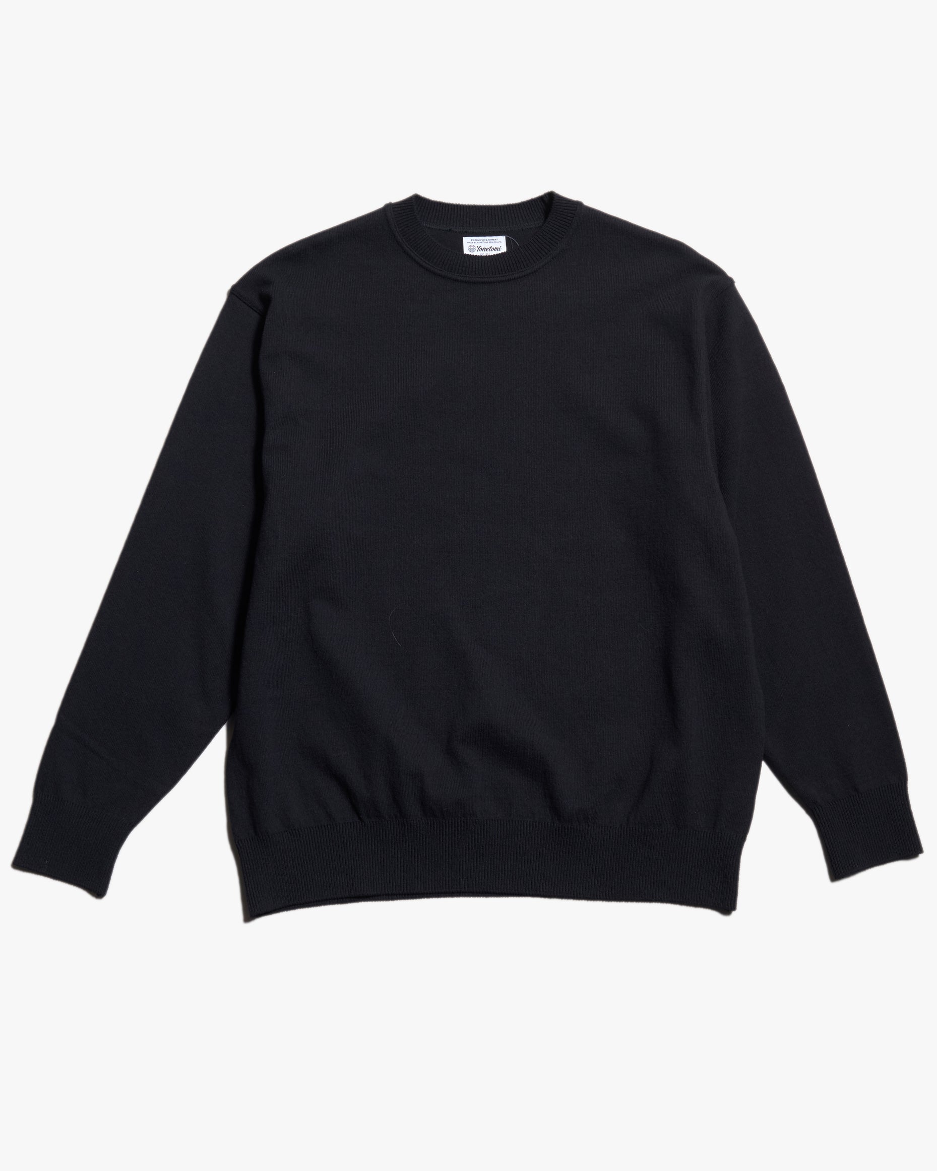 トップス Yonetomi WAVE COTTON KNIT PULLOVER BLACK Yonetomi Wave Cotton Knit Pullover - Black