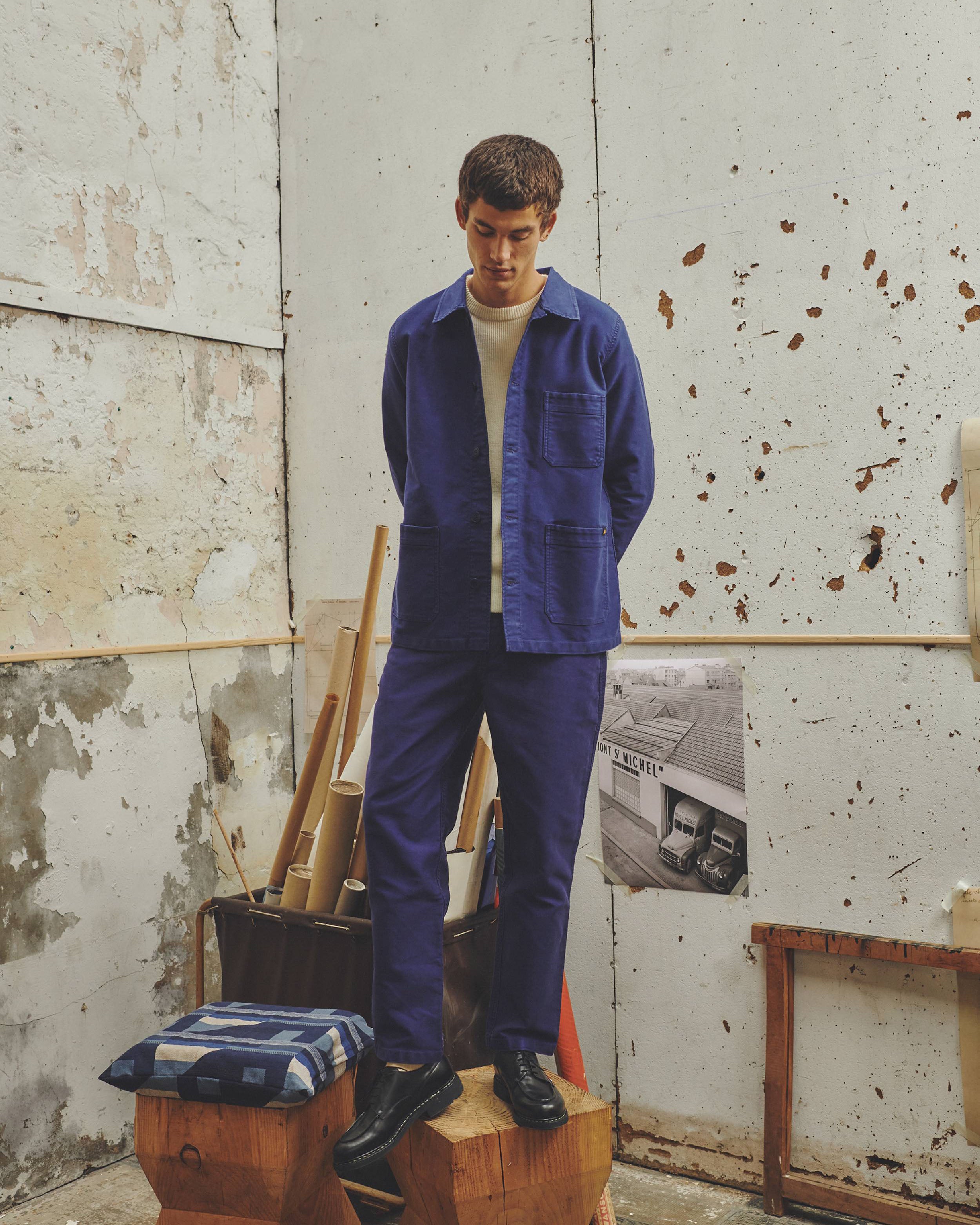 Le Mont St Michel Moleskin Authentic Work Jacket Blue