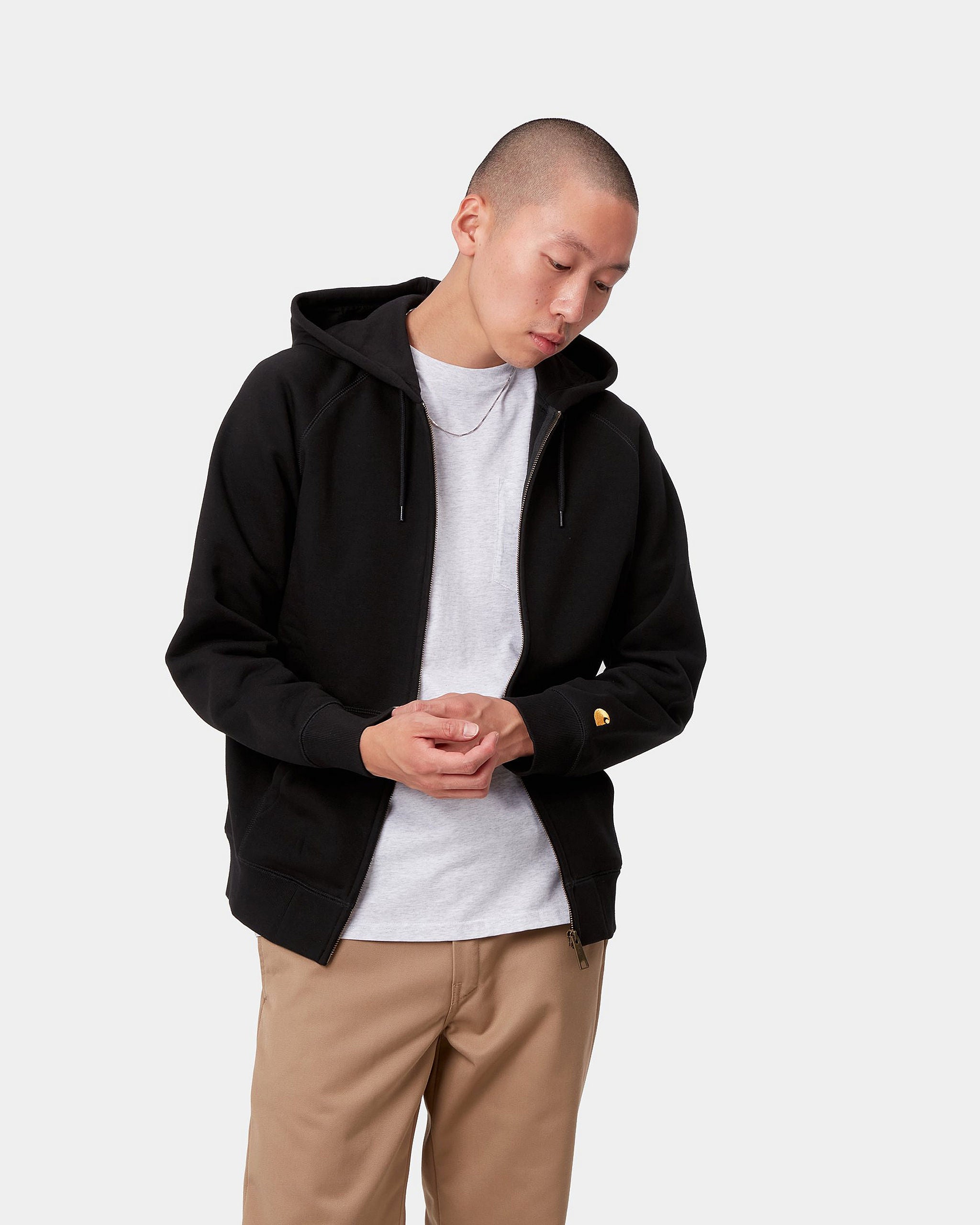 Carhartt WIP Hooded Chase Jacket - Black / Gold