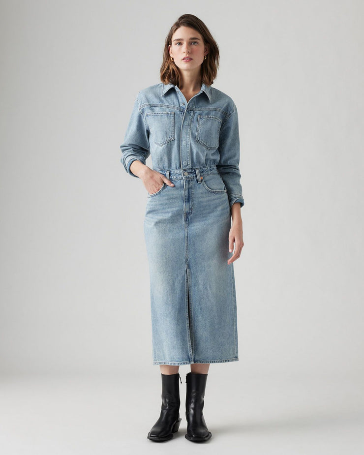 Levi s Womens Western Denim Midi Shirt Dress Feeling This