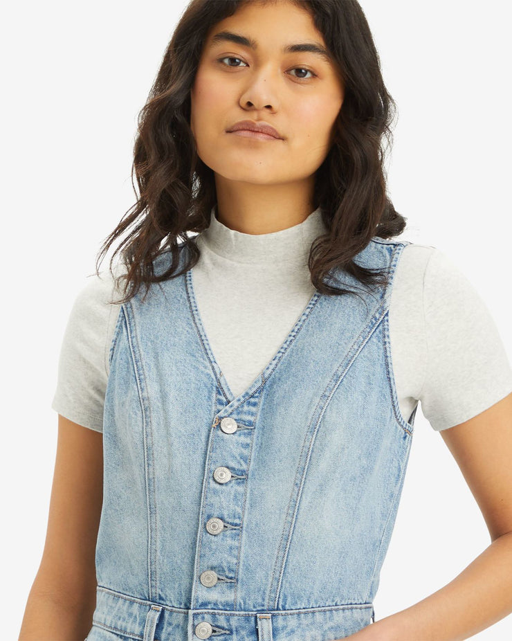 Levi's® Womens Denim Vest Wide Leg Jumpsuit - Dive Deep