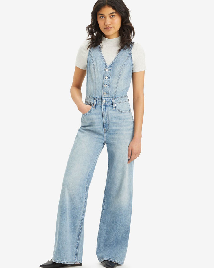 Levi's® Womens Denim Vest Wide Leg Jumpsuit - Dive Deep