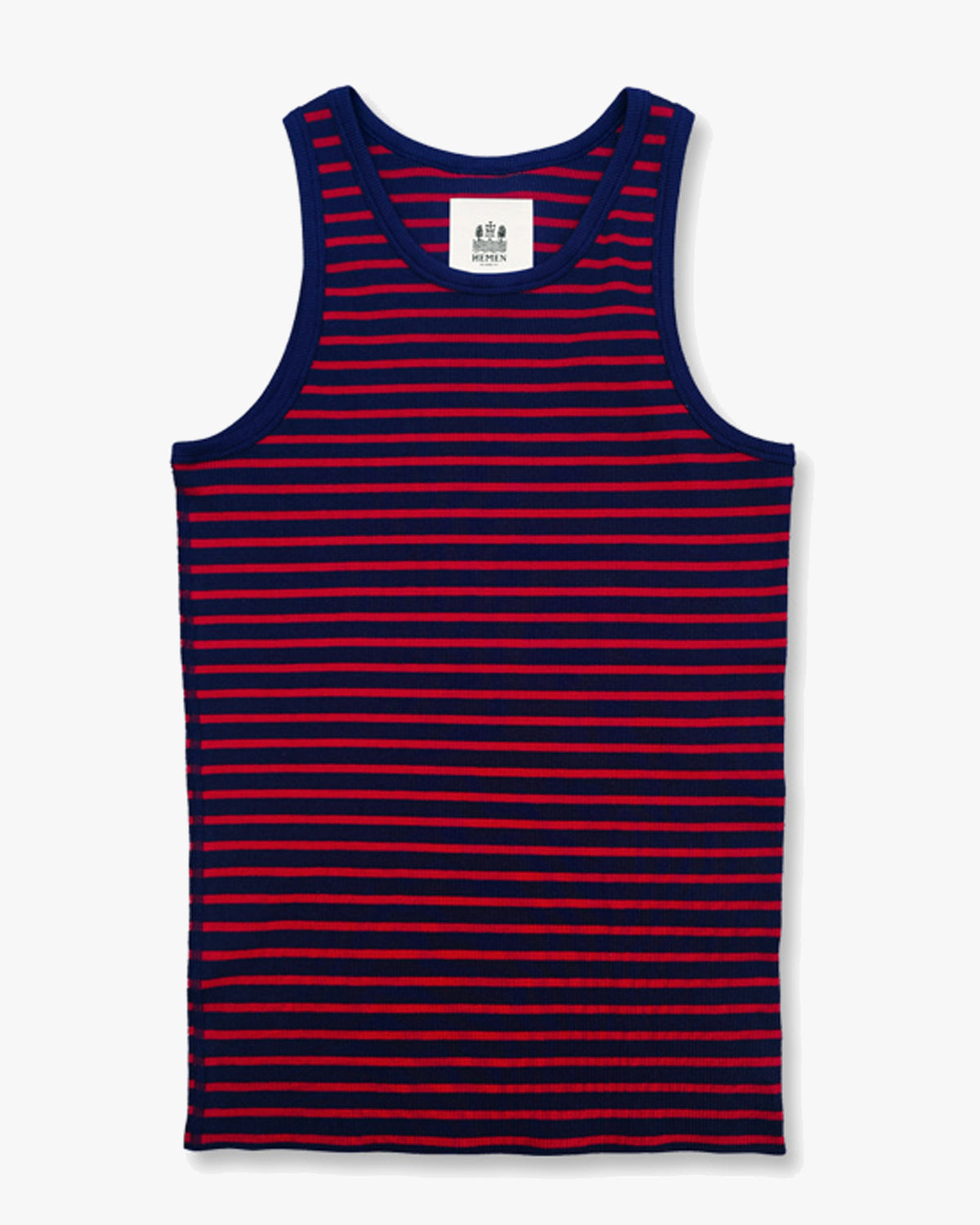 Hemen Biarritz Gari Breton Stripe Ribbed Tank Top - Deep Marine / Red | Hemen Biarritz Underwear | JEANSTORE
