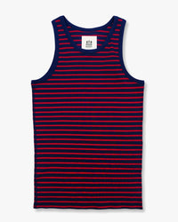 Hemen Biarritz Gari Breton Stripe Ribbed Tank Top - Deep Marine / Red | Hemen Biarritz Underwear | JEANSTORE