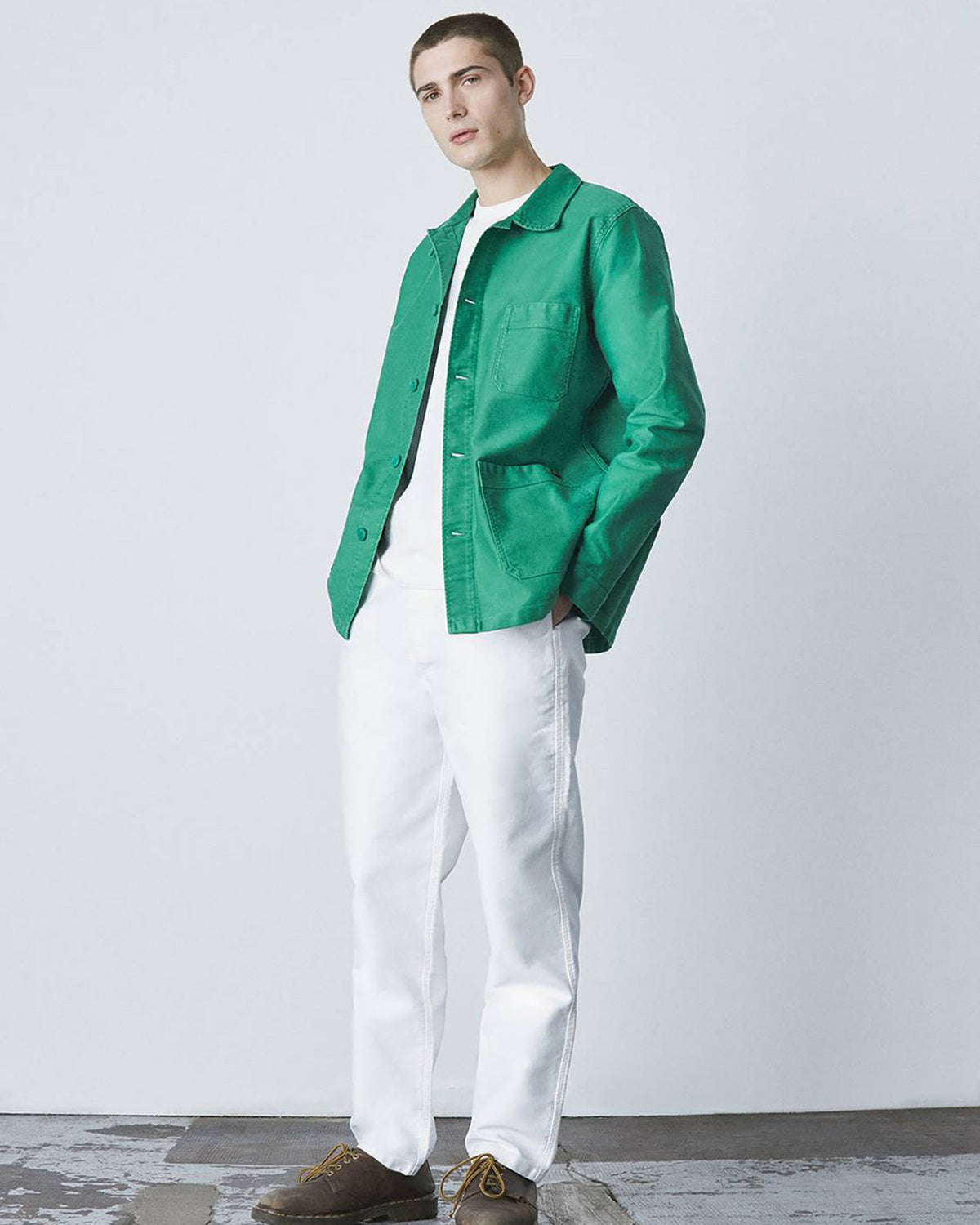 Le Mont St Michel Moleskin Authentic Work Jacket - Green | Le Mont St Michel Jackets & Coats | JEANSTORE