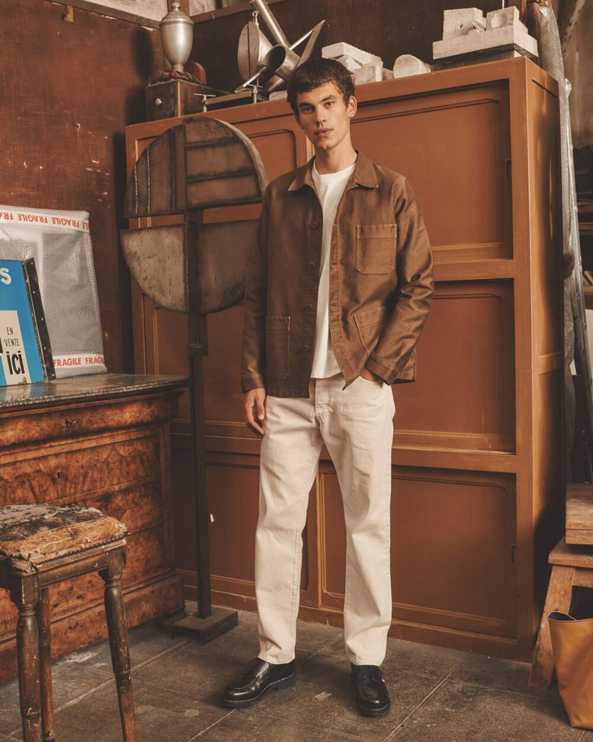 Le Mont St Michel Moleskin Authentic Work Jacket - Brown | Le Mont St Michel Jackets & Coats | JEANSTORE
