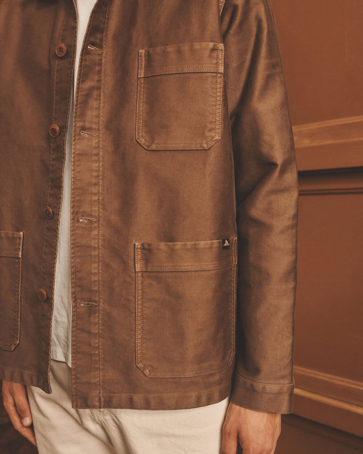 Le Mont St Michel Moleskin Authentic Work Jacket - Brown | Le Mont St Michel Jackets & Coats | JEANSTORE