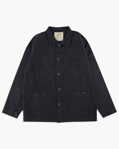 Le Mont St Michel Moleskin Vintage Washed Work Jacket - Black