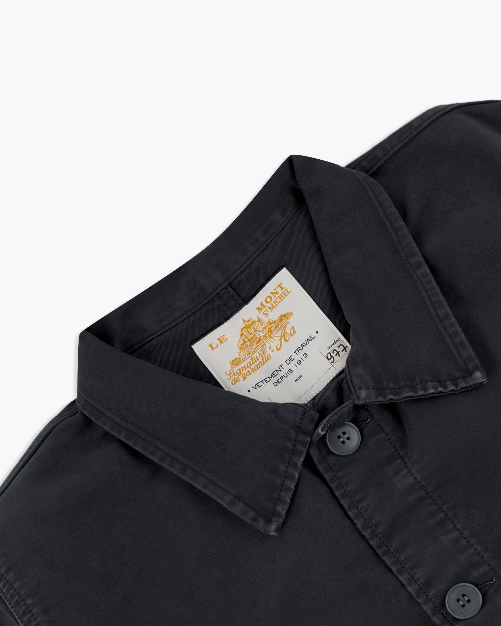 Le Mont St Michel Moleskin Vintage Washed Work Jacket - Black