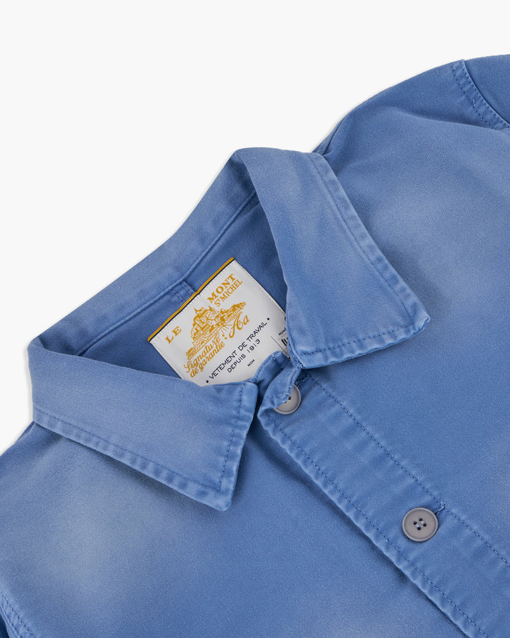 Le Mont St Michel Moleskin Vintage Washed Work Jacket - Blue