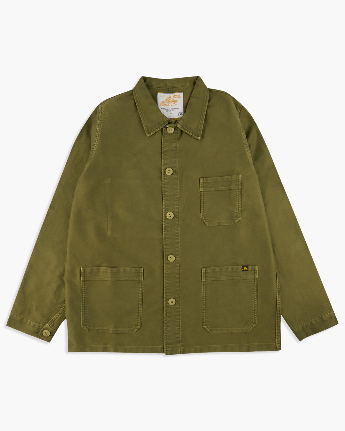 Le Mont St Michel Moleskin Vintage Washed Work Jacket - Khaki | Le Mont St Michel Jackets & Coats | JEANSTORE