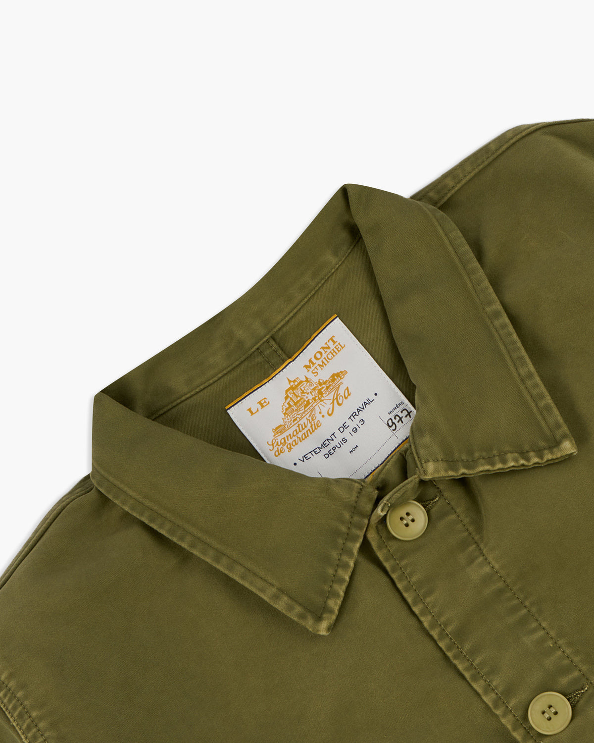 Le Mont St Michel Moleskin Vintage Washed Work Jacket - Khaki | Le Mont St Michel Jackets & Coats | JEANSTORE