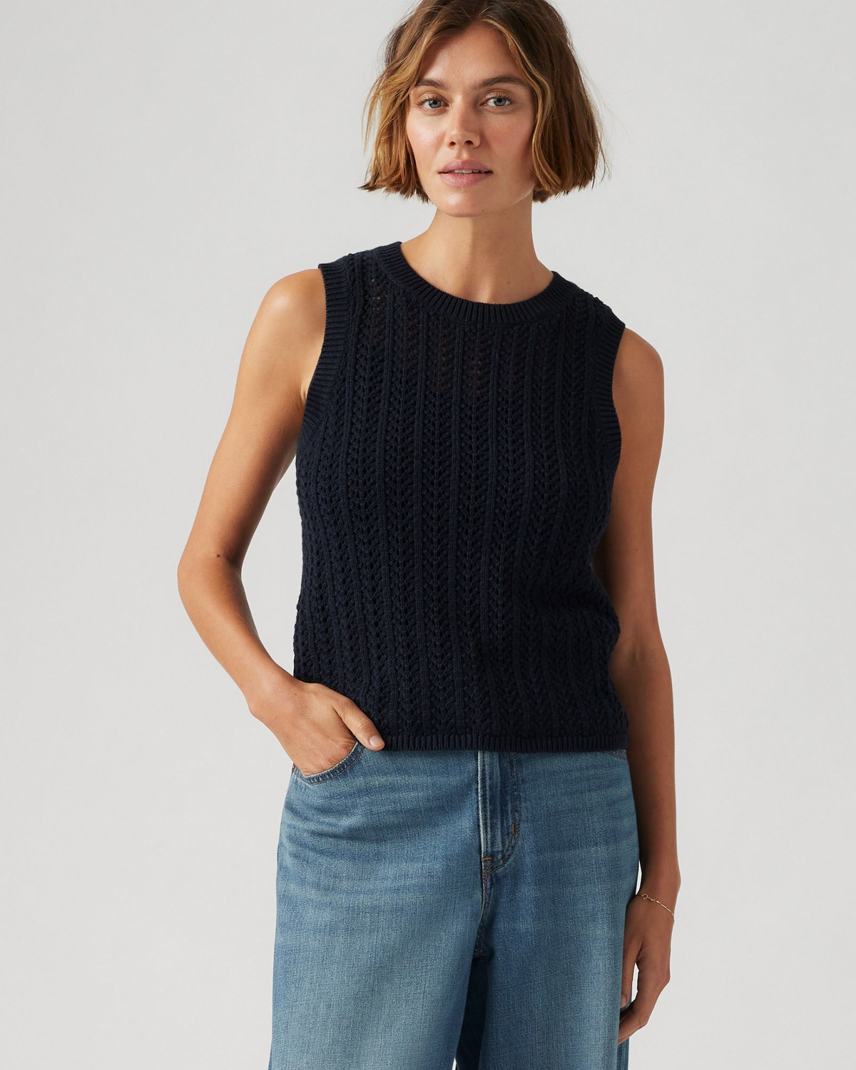 Levi's® Womens Sunrise Crochet Tank - Anthracite Night | Levi's® T Shirts | JEANSTORE