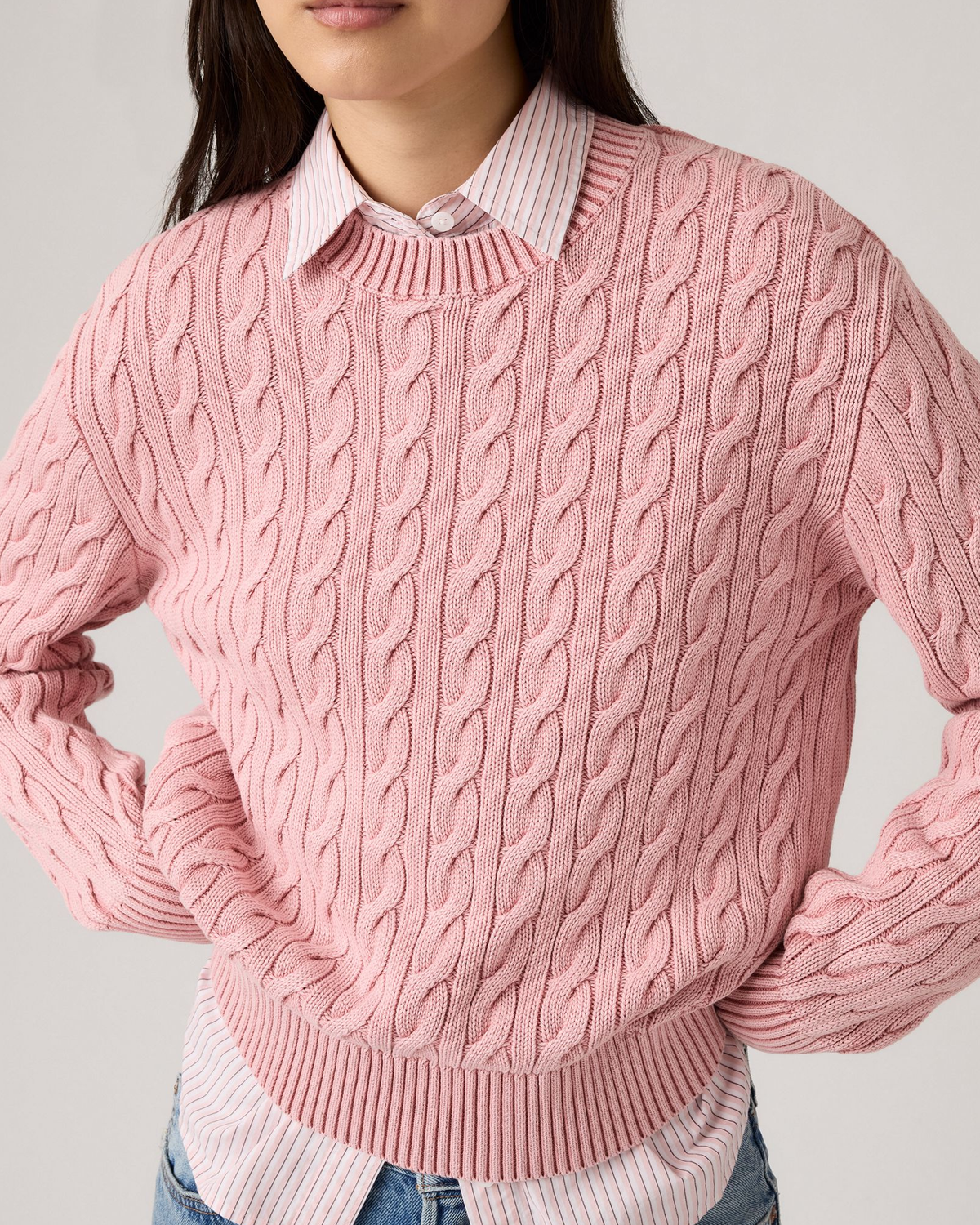 Levi's® Womens Boyfriend Cable Crew Pullover - Peachskin GD
