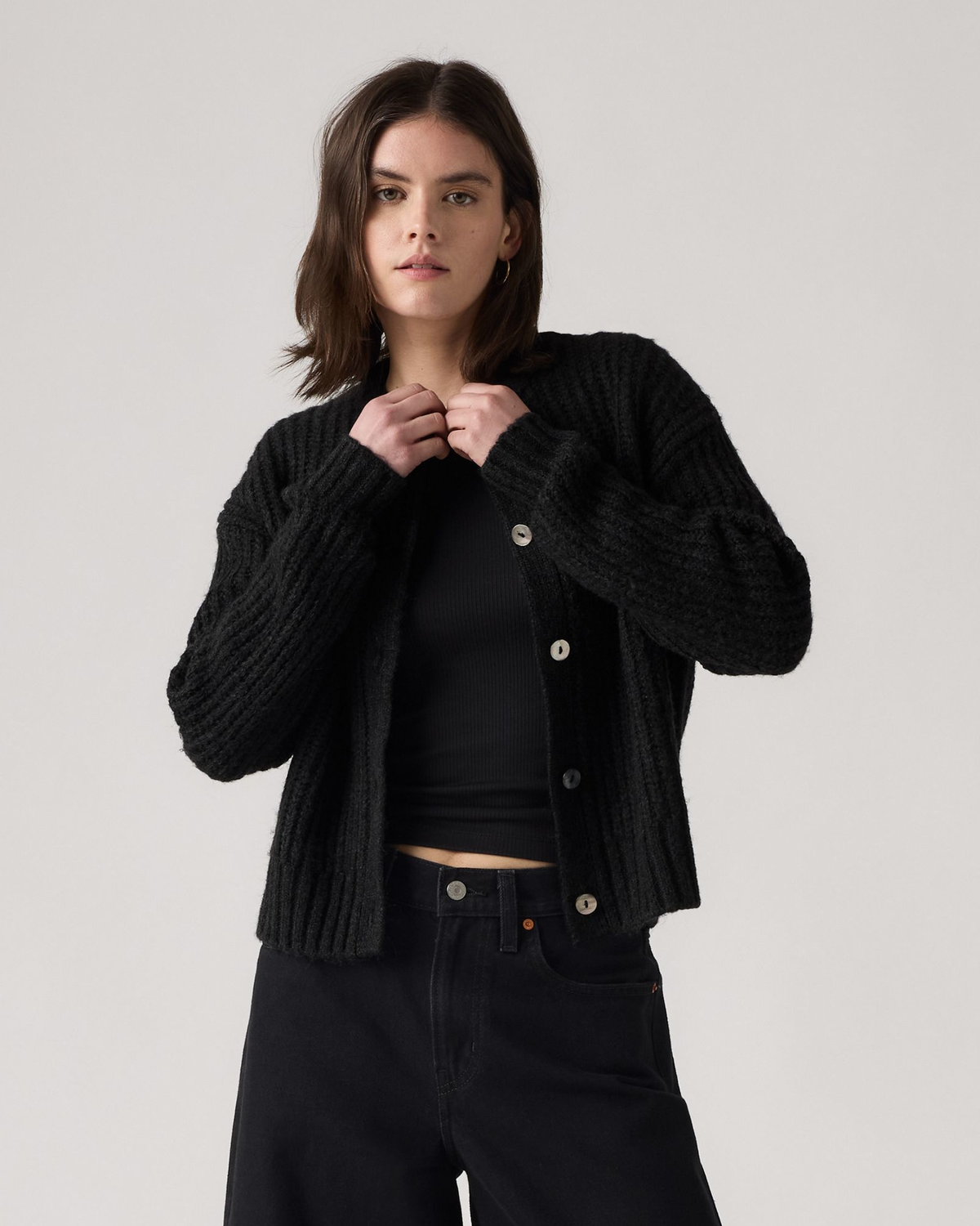 Levi's® Womens Luna Shell Button Cardigan - Anthracite Night | Levi's® Sweaters & Knitwear | JEANSTORE