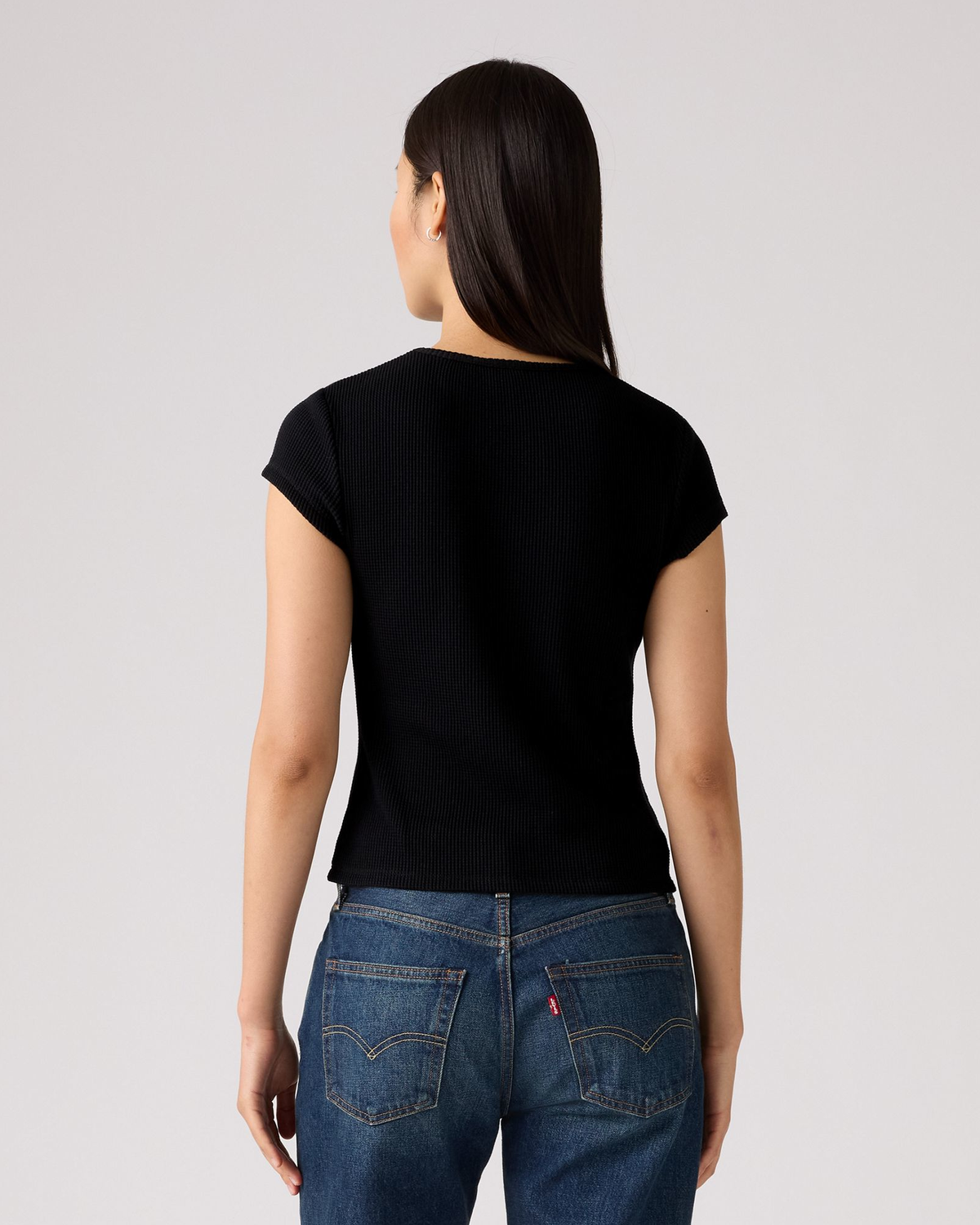 Levi's® Womens Dry Goods Waffle Cap Tee - Anthracite Night | Levi's® T Shirts | JEANSTORE