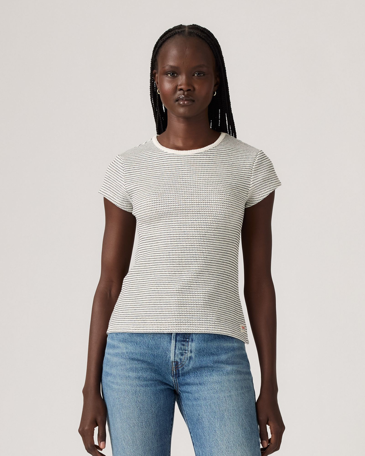 Levi's® Womens Dry Goods Waffle Cap Tee - Annalise Stripe / Gardenia Peacoat | Levi's® T Shirts | JEANSTORE