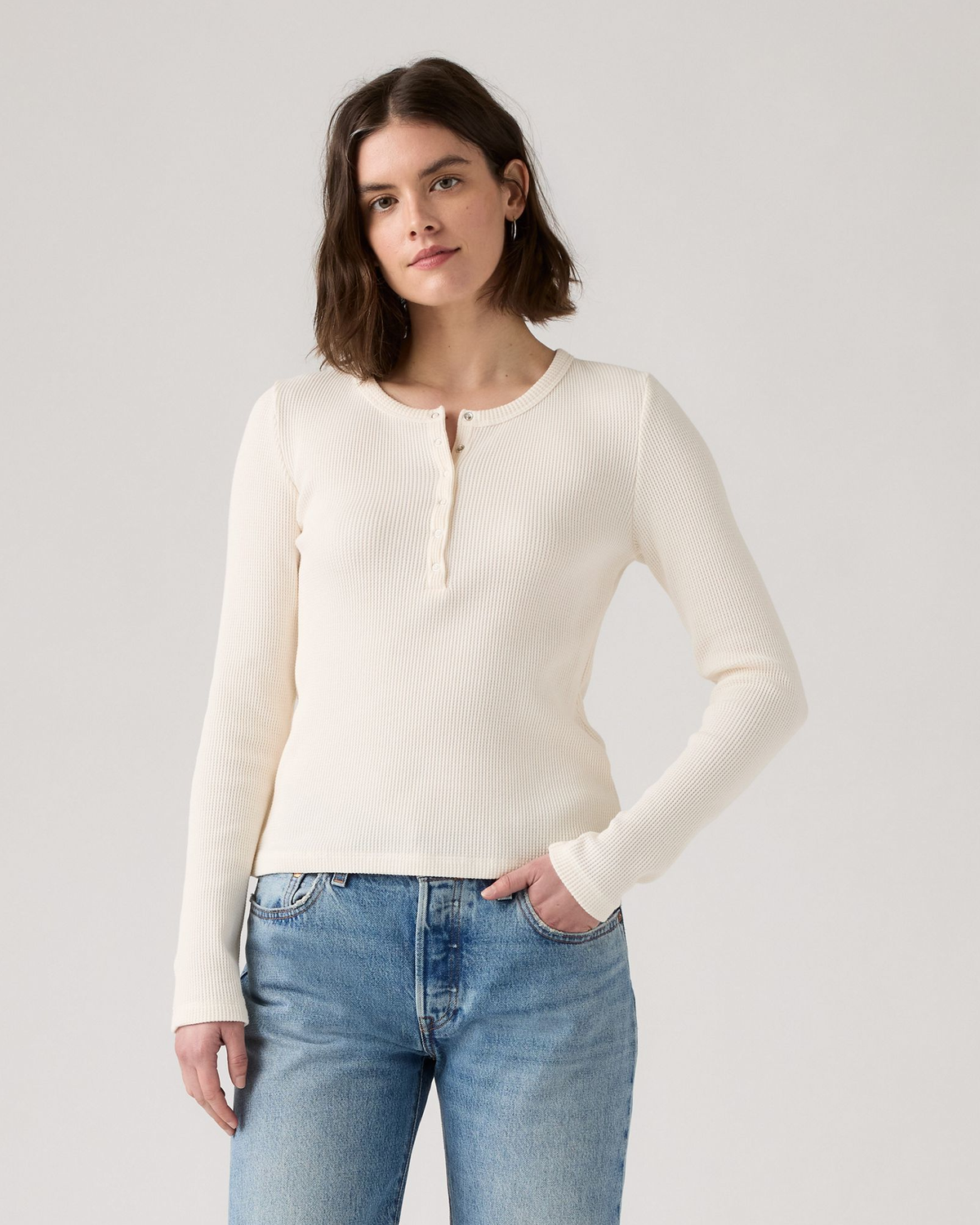Levi's® Womens Dry Goods Waffle Henley - Gardenia | Levi's® T Shirts | JEANSTORE