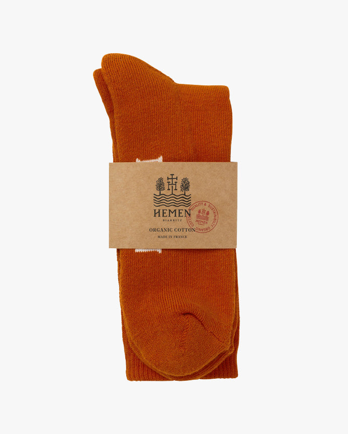 Hemen Biarritz HMN04 Organic Cotton Rib Sport Socks - Copper | Hemen Biarritz Socks | JEANSTORE