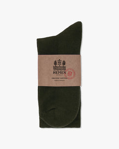Hemen Biarritz HMN04 Organic Cotton Rib Sport Socks - Dark Forest Green