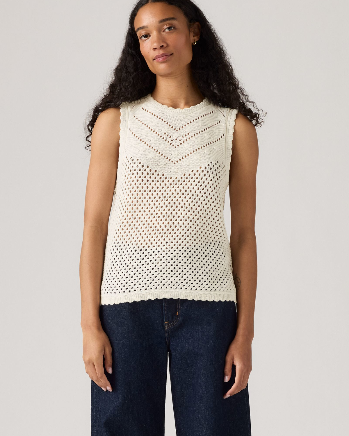 Levi's® Womens Adrienne Crochet Tank Top - Egret | Levi's® T Shirts | JEANSTORE