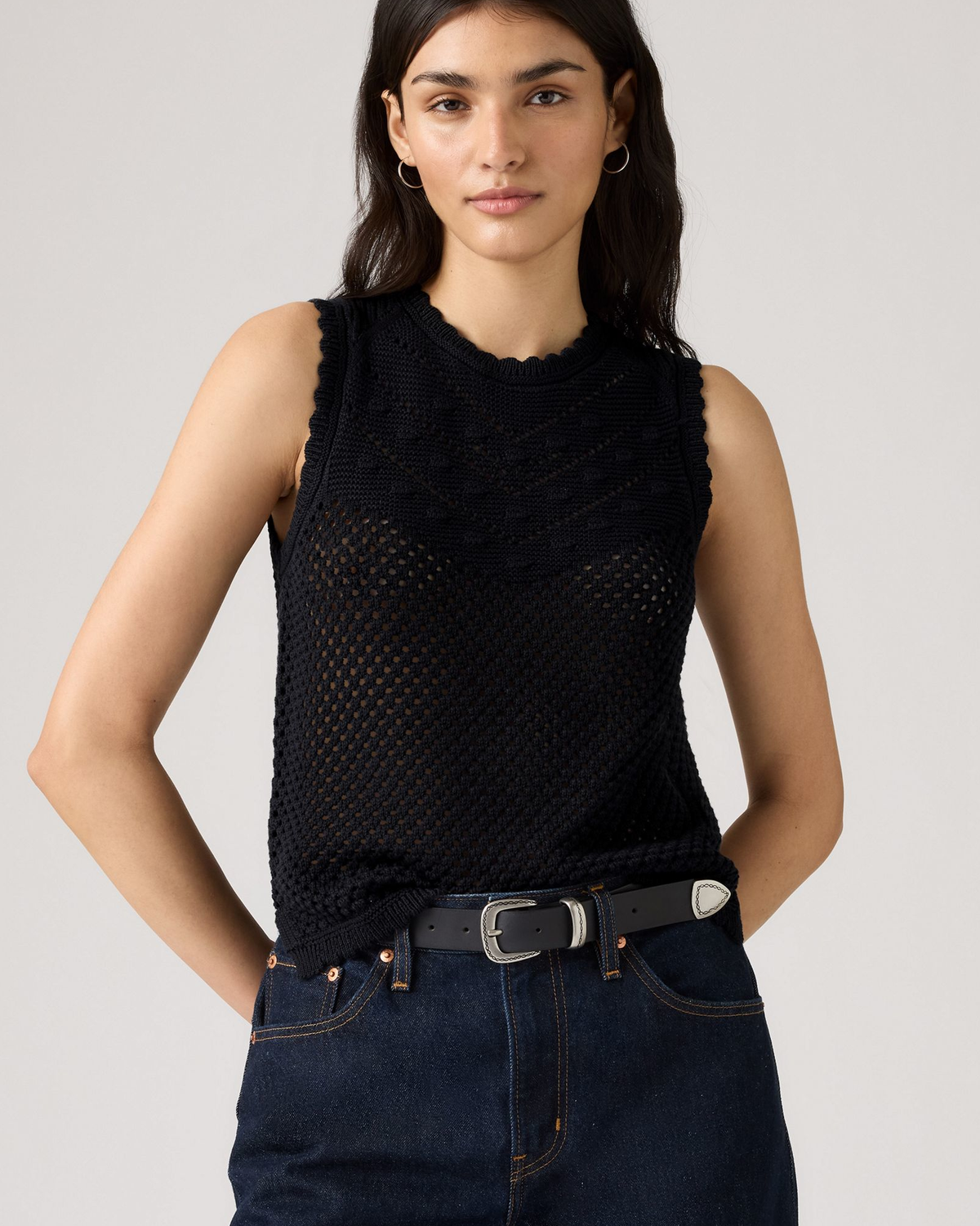 Levi's® Womens Adrienne Crochet Tank Top - Anthracite Night | Levi's® T Shirts | JEANSTORE