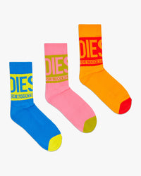Diesel 3-Pack Cotton Logo Detail Socks - Multi
