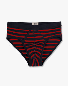 Hemen Biarritz Etor Breton Stripes Brief - Deep Marine / Red