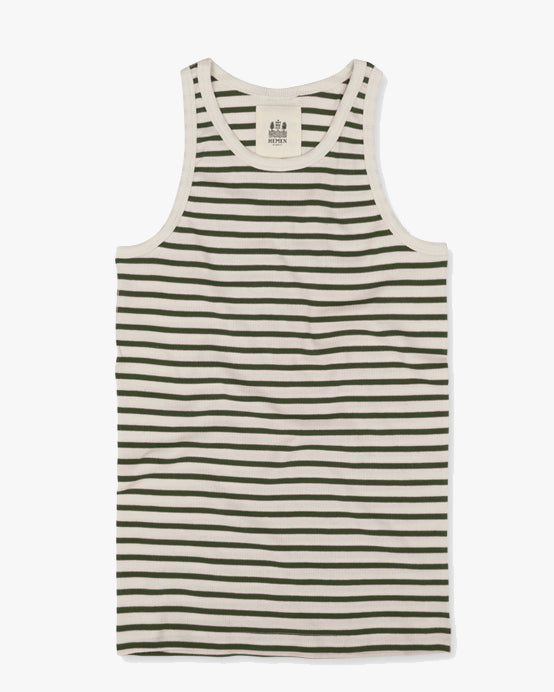 Hemen Biarritz Gari Breton Stripe Ribbed Tank Top - Natural / Khaki | Hemen Biarritz Underwear | JEANSTORE