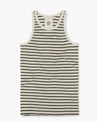 Hemen Biarritz Gari Breton Stripe Ribbed Tank Top - Natural / Khaki | Hemen Biarritz Underwear | JEANSTORE