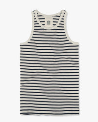 Hemen Biarritz Gari Breton Stripe Ribbed Tank Top - Natural / Marine | Hemen Biarritz Underwear | JEANSTORE