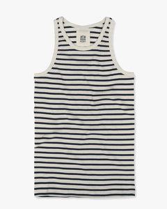 Hemen Biarritz Gari Breton Stripe Ribbed Tank Top - Natural / Marine