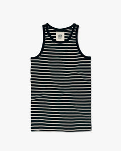 Hemen Biarritz Gari Breton Stripe Ribbed Tank Top - Deep Marine / Natural