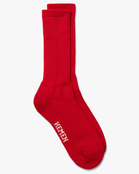 Hemen Biarritz HMN04 Organic Cotton Rib Sport Socks - Red | Hemen Biarritz Socks | JEANSTORE