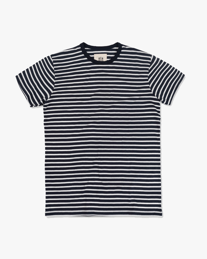 Hemen Biarritz Dani Breton Stripe Tee - Deep Marine / Natural