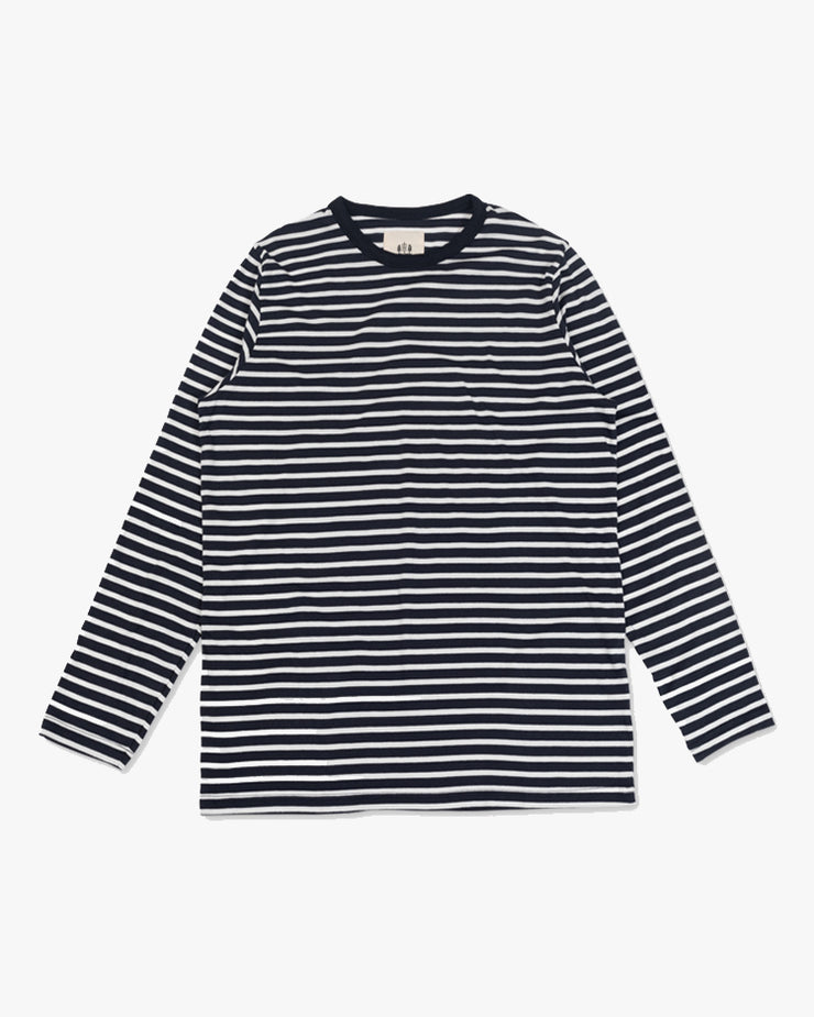 Hemen Biarritz Joritz Breton Stripe L/S Tee Deep Marine Natural