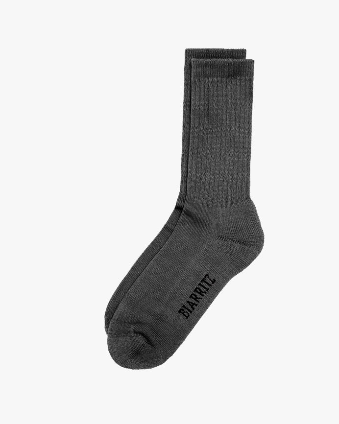 Hemen Biarritz HMN04 Organic Cotton Rib Sport Socks - Heather Grey | Hemen Biarritz Socks | JEANSTORE