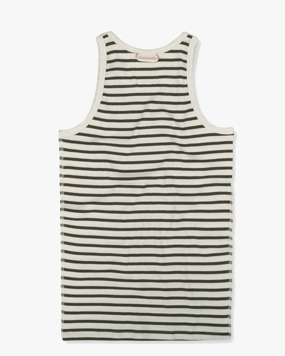 Hemen Biarritz Gari Breton Stripe Ribbed Tank Top - Natural / Khaki | Hemen Biarritz Underwear | JEANSTORE