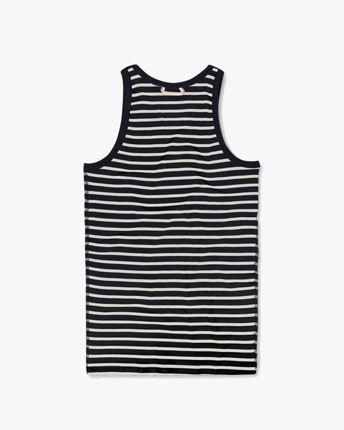 Hemen Biarritz Gari Breton Stripe Ribbed Tank Top - Deep Marine / Natural | Hemen Biarritz Underwear | JEANSTORE