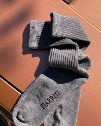 Hemen Biarritz HMN04 Organic Cotton Rib Sport Socks - Heather Grey | Hemen Biarritz Socks | JEANSTORE