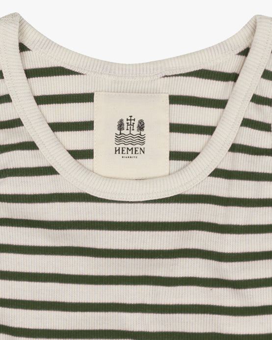 Hemen Biarritz Gari Breton Stripe Ribbed Tank Top - Natural / Khaki | Hemen Biarritz Underwear | JEANSTORE