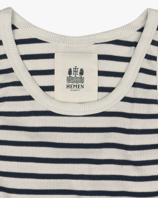 Hemen Biarritz Gari Breton Stripe Ribbed Tank Top - Natural / Marine | Hemen Biarritz Underwear | JEANSTORE