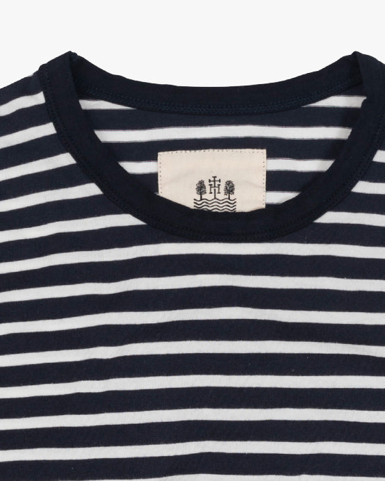 Hemen Biarritz Dani Breton Stripe Tee - Deep Marine / Natural