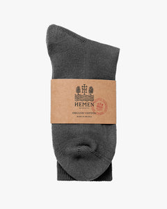 Hemen Biarritz HMN04 Organic Cotton Rib Sport Socks - Heather Grey