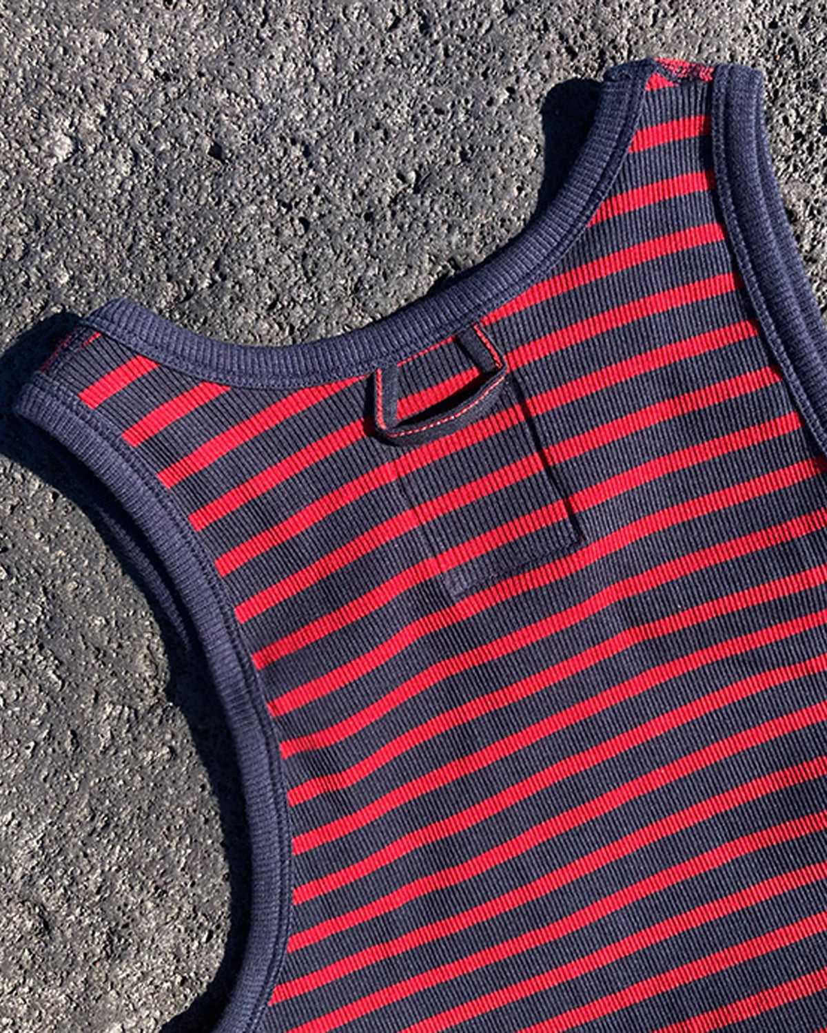 Hemen Biarritz Gari Breton Stripe Ribbed Tank Top - Deep Marine / Red | Hemen Biarritz Underwear | JEANSTORE