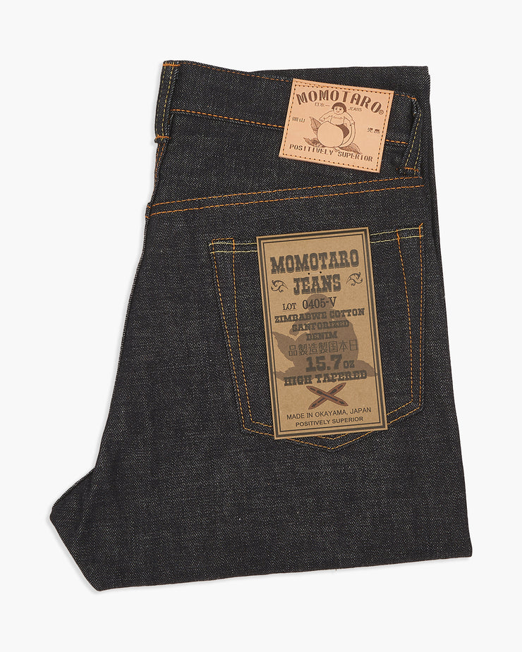 Momotaro 0405-V High Tapered Mens Jeans - 15.7oz Zimbabwe Cotton Selvedge Denim / Indigo